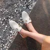 Women Slipper Designer Loafers Genuine Leather Sandals Ggity Half Dag Metal Chain Slides Ladies Casual Mules Flat Shoes