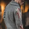 Męskie swetry Maden dzianiny w stylu Vintage Cardigan Men Sweater Indiana grube dzianinowy trend uliczny geometryczny trend V-dionuku harajuku dzianiny t230724