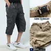 Herrbyxor sommar avslappnad bomullsfrakt shorts lång längd multi ficka capri manlig militär kamouflage kort plus storlek m-5xl