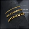 Chain Classic Punk Stainless Steel Bracelets For Men Women 3/5/7/9/11Mm Sier Color Curb Cuban Link Party Jewelry Gift Drop Delivery