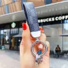 2023 Luxury Men's midje Buckle Leather Presbyopia Keychain Pendant Car Key Chain Ring Fashion Par Creative Gift G1019