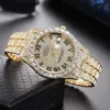 Orologio da uomo di design di lusso abbattere orologio orologio pieno di diamanti Calendario Roma Hip Hop diamante che incorpora moda oro argento rosa regalo all'ingrosso