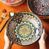 Ceramiczne pieczenie zupa domowa miska podkładka bohemian duża kuchnia materiałów stołowych zastawa stołowa miska sałatkowa l230704