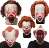Halloween LED -clownmasker lyser upp ögonen skrämmande mask kostym party silikon mask vuxen full ansikte joker pennywise mask party carnival roll play prop