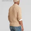 Men's Sweaters Marque de haute qualité 100% coton chandails hommes automne câble tricot Pull avec fermeture éclair col haut pulls fermeture éclair Pull Homme 8509 T240112