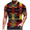 Männer T Shirts Männliche T-Shirts 2023 Casual Einfache Geometrische Druck Camiseta Farbe Block Kurzarm Tops Camisetas De Hombre