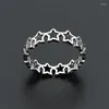 Cluster Rings Silver Color Hollow Out Pentagram Stainless Steel Stackable Party Stars For Women Jewelry Bohemian Wedding Gifts