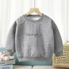Hoodies Sweatshirts Brand Kids Child Girl Boy Sweatshirt Solid Color Jacquard Letters Top Clothing Baby Toddler Infant Hoodies Oneck Sweaters 9m4t J230724