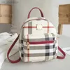 School Bags Fashion Plaid Mini Backpack Women's Schoolbag 2021 Female Rucksacks Small Book Bag Classic Back Shoulder Mochila Zipper PU Solid Style Z230802