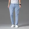 Jeans pour hommes Style classique été hommes bleu clair Stretch mince Jeans 2023 nouvelle mode décontracté coton haute qualité Denim pantalon mâle marque L230724