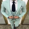 Şık düğün smokin erkekler takım elbise ince fit zirveli yaka tek düğmesi bir düğme ballı erkek sağdıç blazer tasarımları ceket pantolonlar yelek tie307n