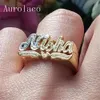 Band Rings AurolaCo Custom Name Ring Gold Personalized Hip Hop Ring Women's Fashion Punk Letter Ring Gift 230724