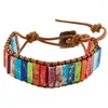 Bracelet 7 multicolore Chakra Bracelet en pierre naturelle bohême perles faites à la main en cuir Wrap Yoga pour femme cadeau