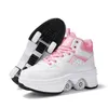 Łyżki rolki deformacyjne buty do łyżwach z czterokołowymi dziećmi Dasual Deformation Sneakers dla dzieci Sport Sport HKD230720