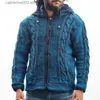 Herrtröjor män tröja huva stickade rockar hösten vinter tjock blå zip cardigan herr mode knitt hoodie tops blusa de frio masculino t230724