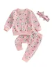 Completi di abbigliamento Vestiti per bebè Giacca e pantaloni con cappuccio a maniche lunghe Set di abiti invernali con stampa orso 0-24 mesi