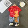 Giyim setleri yaz bebek kız kıyafetler takım elbise erkekler moda karikatür tshirt şort 2pcssets toddler rahat kostüm çocuk izleme 230721