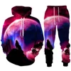 Tute da uomo 2023 Classic Wolf Stampa 3D Felpa con cappuccio/pantaloni Fashion Couple Wear Jogging Sportswear Suit Pullover di personalità