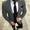 Trajes de hombre a cuadros negros y blancos hechos a medida Slim Fit Formal novio Prom Blazer 3 piezas esmoquin matrimonio traje chaqueta pantalón Vest316Y