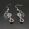 Dangle Earrings Big Promotion Blood Red Garnet For Women 2 1/4 Inch TK34