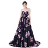 Prom Dresses with flower pattern Romantic prom Dresses Illusion Neckline Printed chaple train Lace up back Evening Gown CMW0014311W