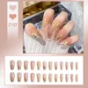 False Nails 24pcs Pearl Butterfly Press On Nail Tips Finished Full Cover Artificial Fake Seamless Removable