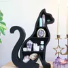 Dekorative Objekte Figuren schwarze Katze Form Kristall Regal Display Standregal Kleinigkeiten Schmuck Kosmetik Schreibwaren Gläser Essentials Halter Home Decor L230724