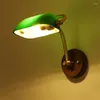 Lâmpada de parede vintage verde abajur de bronze abajures quarto de estudo industrial corredor retrô espelho de cabeceira arandelas de banco dianteiro luzes iluminação