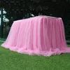 Tulle Tutu Table Skirt Tablecover For Wedding Baby Shower Party Tablecloth Decorative Skirt Home Textile Desk Decor Multi-Color T2272C