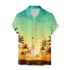 Men's T Shirts Cotton Active Tops Men Casual Short Sleeve Spring Summer Turndown Neck 3D Printed Day Costume Button Down