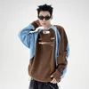 Sweats à capuche pour hommes F GIRLS Y2K Sweats Hommes Vintage Streetwear Coréen Moto Patchwork Harajuku Pull Hippie Homme Sweat Tops