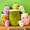 Plush Dolls Reallife Bubble Tea Cup Plushes For Baby Cartoon Boba Doll Giant Stuffed Fruit Toy Milk Pillow Strawberry Knuffels 230724
