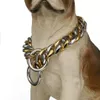 Coleira de segurança para cachorro grande de aço inoxidável dourado Colar de corrente de proteção Curb Cuba Suprimentos inteiros 12-32 gargantilhas 310s