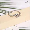 Bandringar Fashion Simple Design Sea Wave Ocean Surf Rostfritt Steel Rose Gold Sier Color Finger Jewelry for Women Surfer Gift Drop Delivery