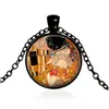 Gustav Klimt Neckalce Kisses의 펜던트 목걸이 초록 아트 그림 빈티지 보석 로맨틱 발렌타인 데이 선물 드롭 배달 dhmgr