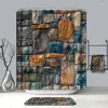 Shower Curtains Summer 3D Realistic Stone Ramparts Brick Wall Pattern Polyester Washable Bath Curtain Bathroom Products 180x180