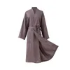 Kvinnors sömnkläder Cozok Robe Kimono Linen Bathrobe Pyjamas Hem Dräkt Kläder Lossa komfort nattdressing sovande klänning långärmad brud