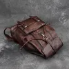 School Bags Vintage Genuine Leather Men s Backpack First Layer Cowhide Retro Large Capacity 14 15 6 Inch Laptop Bag Computer Travel 230724