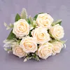 Dekorative Blumen, 9 Köpfe, großer künstlicher Rosenblumenstrauß, Flores Artificiales, Hochzeit, Zuhause, Herbstdekorationen, gefälschte Fleur Artificielle