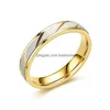 Couple Rings 4-6Mm Stainless Steel Engrave Name Lovers Gold Wave Pattern Promise Ring For Women Men Engagement Jewelry Drop Delivery