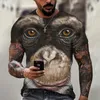 Mannen T-shirts Mode Aap 3D Print Tops Korte Mouw Casual Zomer Shirt Mannelijke Grappige Kleding O Hals Losse Oversized