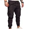 Pantalones vaqueros para hombre Ropa con estilo Cordón Bolsillos ajustables Pantalones Rayas para correr 221123 L230724