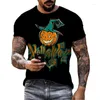 T-shirt da uomo Halloween Pumpkin Horror Graphic 3D Print Shirt Hip Hop Street Fashion T-shirt manica corta O collo