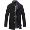 Men's Jackets Winter Autumn Wool Coats Casual Middle Long Scarf Collar Cotton-padded Thick Warm Woolen Coat Male Trench Clothing 2023