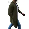 Jaquetas masculinas Moda Jaquetas masculinas Cor sólida Suéter de tricô aberto na frente Bolso solto Cardigan longo Roupas de inverno Suéteres grossos e quentes Roupas masculinas Z230724