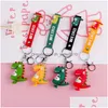 Keychains Lanyards Creative Fashion Cute Dinosaur Keychain Key Ring Cartoon Animal Chain Car Bag Pendant Gift for Girls Drop Deliver Dh58x
