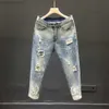 Jeans da uomo Holes Jeans Uomo e donna Estate 2022 Vita alta Colore sottile Pantaloni larghi in denim dritto Harem alla caviglia Jeans uomo e donna L230724