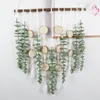 Fleurs décoratives plante artificielle rotin plastique feuilles vigne avec tranche en bois tenture murale décoration faux décor à la maison fournitures