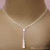 2022 Bling Kristall Brautschmuck Set versilberte Halskette Diamant Ohrringe Hochzeitsschmuck Sets für Braut Brautjungfern Frauen Ac2408