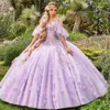 18 Century Lilac Quinceanera Dresses 2022 Off The Shoulder Medieval Prom Dress With 3D Flowers Lace Up Short Sleeve Sweet 15 Vesti220J